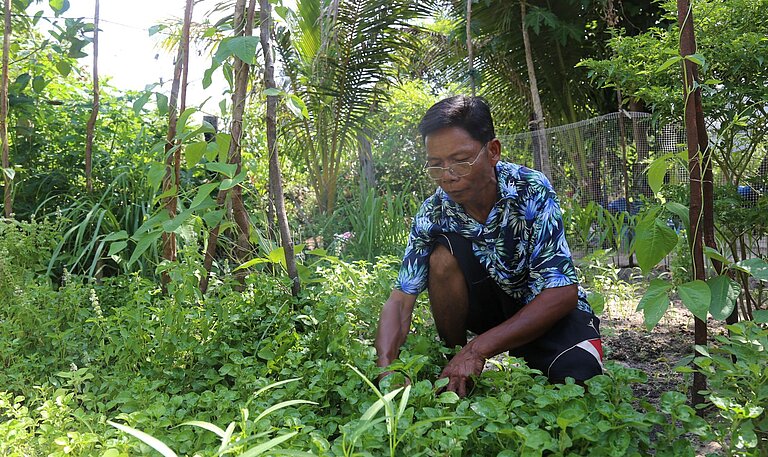 Vater im Gemüsegarten 
