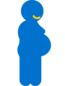 Icon einer Person, die seitlich steht und einen runden Bauch hat. Es steht für Schwangerschaft. 