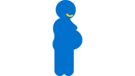 Icon einer Person, die seitlich steht und einen runden Bauch hat. Es steht für Schwangerschaft. 
