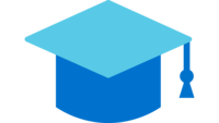 Icon eines Doktorhuts. Es steht für unseren Wirkungsbereich Bildung.