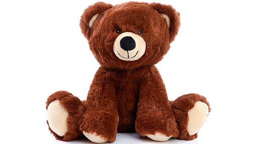 Ansicht vorne Plüschbär in braun mit hellen Tatzen und Schnauze.