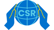 Icon von zwei Händen, die eine Weltkugel halten. Auf der Weltkugel stehen die Buchstaben CSR. Es steht für soziale Verantwortung.