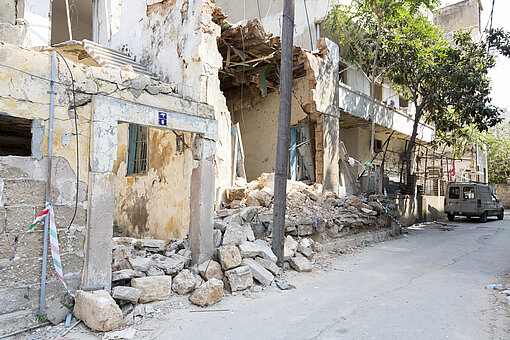 Straße in Beirut Straße in Beirut nach der Explosion