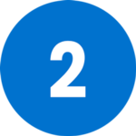 Zahl "2" auf blauem Kreis