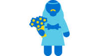 Icon eines Mädchens, die ein Kleid einen Schleier sowie einen Blumenstrauß in der Hand trägt. Es steht für Kinderheirat.