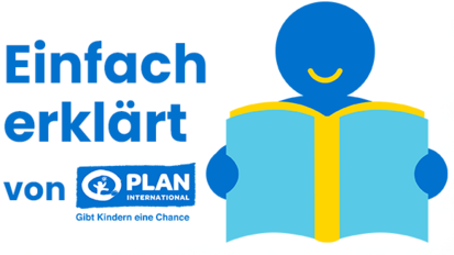 Icon einer Person, die ein Buch vor sich hält und liest. Daneben steht der Text "Einfach erklärt von Plan".