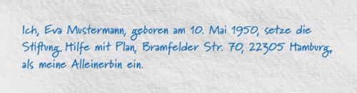Eine Musterformulierung für eine Erbeinsetzung.