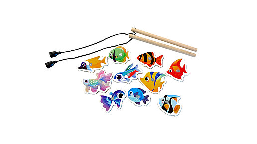 Angelspiel Buntes Angelspiel mit 2 Magnetangeln und 10 Fischen.