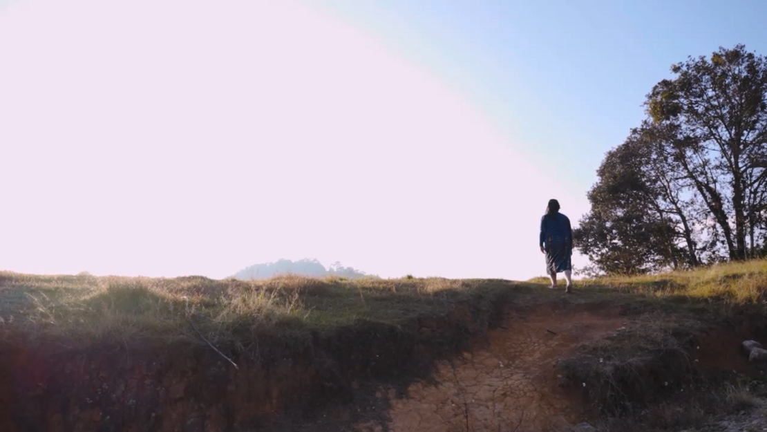 Thumbail für das Video - Paulina ist aus der Ferne zu sehen, wie sie auf einem Hügel steht.