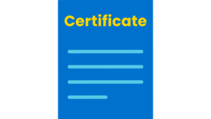 Icon eines Blatts mit der Aufschrift "Certificate". Es steht für ein Zertfikat.