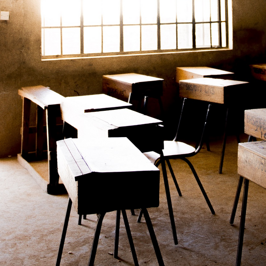 Ein leeres Klassenzimmer in Kenia