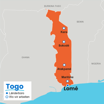 Länderkarte Togo Länderkarte Togo