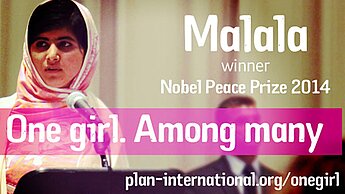 Malala Yousafzai aus Pakistan engagiert sich für das Recht von Mädchen auf Bildung.