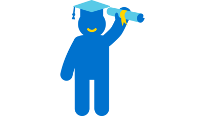 Schulmädchen mit Hut auf und Zeugnis in der Hand