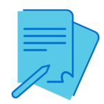 Ein Testament schreiben Icon: Unterlagen und ein Stift