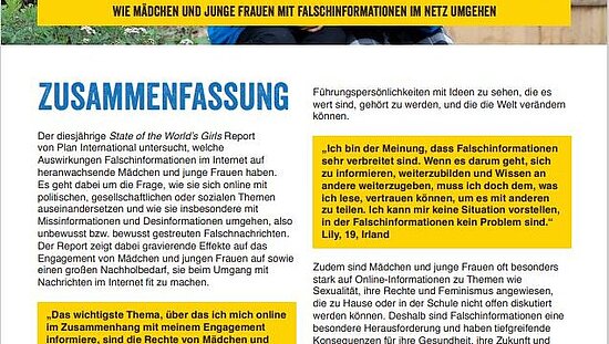 Das Bild zeigt das Titelblatt der deutschen Zusammenfassung des Reports "Fakt oder Fake?"
