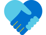 Tag des Gebens Icon von zwei Händen, die sich umgreifen. Es steht für Patenschaft.