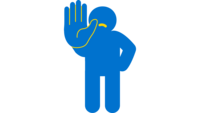 Icon eines Kindes, dass die rechte Hand nach vorne streckt. Es soll eine Stopp-Geste darstellen.