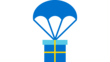 Icon eines Geschenks, welches an einem Fallschirm hängt. Es steht für Hilfspakete.