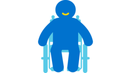 Icon von einer Person, die im Rollstuhl sitzt.