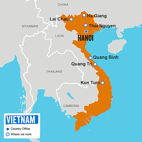 An diesen Orten sind wir in Vietnam aktiv