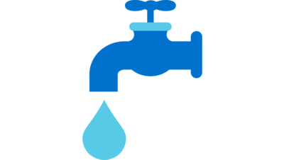 Wasserhahn mit herausfließendem Wassertropfen
