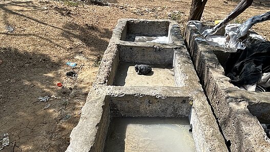 Eine Waschstation in Kurmuk, Äthiopien