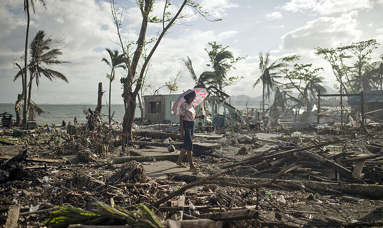 Taifun Haiyan zerstörte 2013 Teile der philippinischen Provinz West Samar