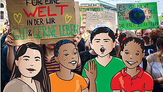 Bild: Eine Gruppe von Menschen protestiert gegen den Klimawandel und für mehr Klimaschutz