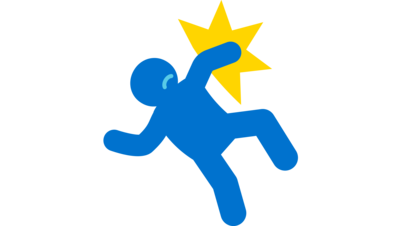Icon einer Person, die durch einen Kontakt am Arm nach hinten fällt. Es steht für Gewalt. 