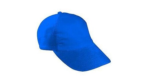 Leuchentend blaue Cap mit Ziernähten auf dem Schirm.