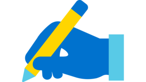 Icon einer Hand, die einen Stift hält und schreibt.