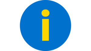 Icon eines blauen Kreises mit einem i in der Mitte. Es steht für Information.