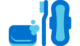 Icon eines Hygiene-Kits bestehend aus Seife, Zahnbürste und Damenbinde.