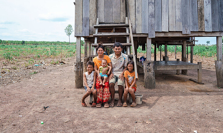 Ein typische Khmer-Wohnhaus auf Stelzen