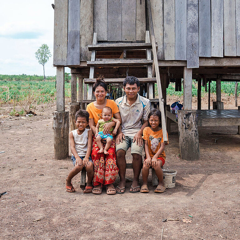 Ein typische Khmer-Wohnhaus auf Stelzen