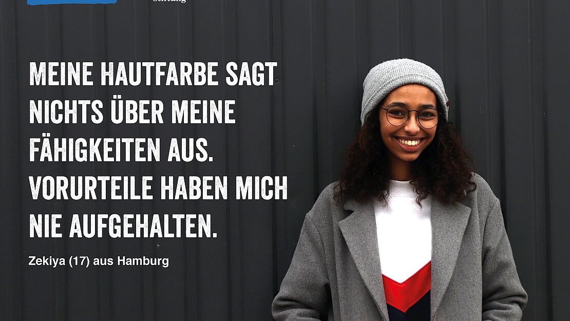 HVV-Kampagne der Youth Advocates. HHV-Kampagnenfoto von junger Frau mit Zitat.
