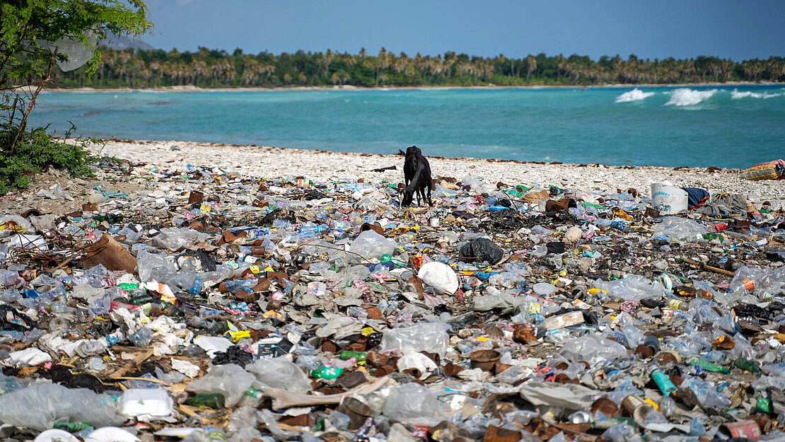 Ein tropischer Strand voller Müll